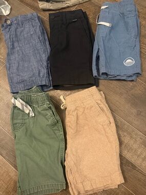 Kids Elastic-Waist Shorts Pack - Blue, Black, Light Blue, Green, Tan